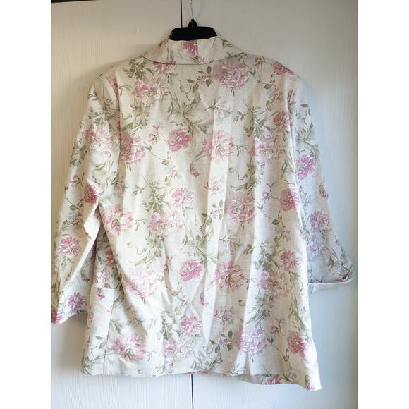 Radcliffe Women's Folded Sleeve Single Button Pink Floral Blazer Jacket Size 14 - Picture 2 of 4